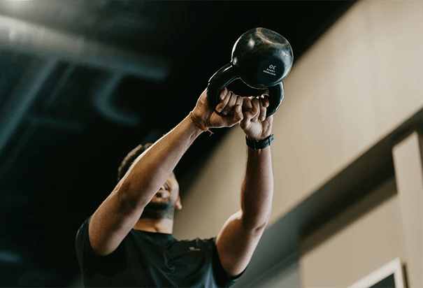 man taking an online training class