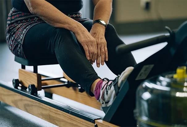 woman training at the gym