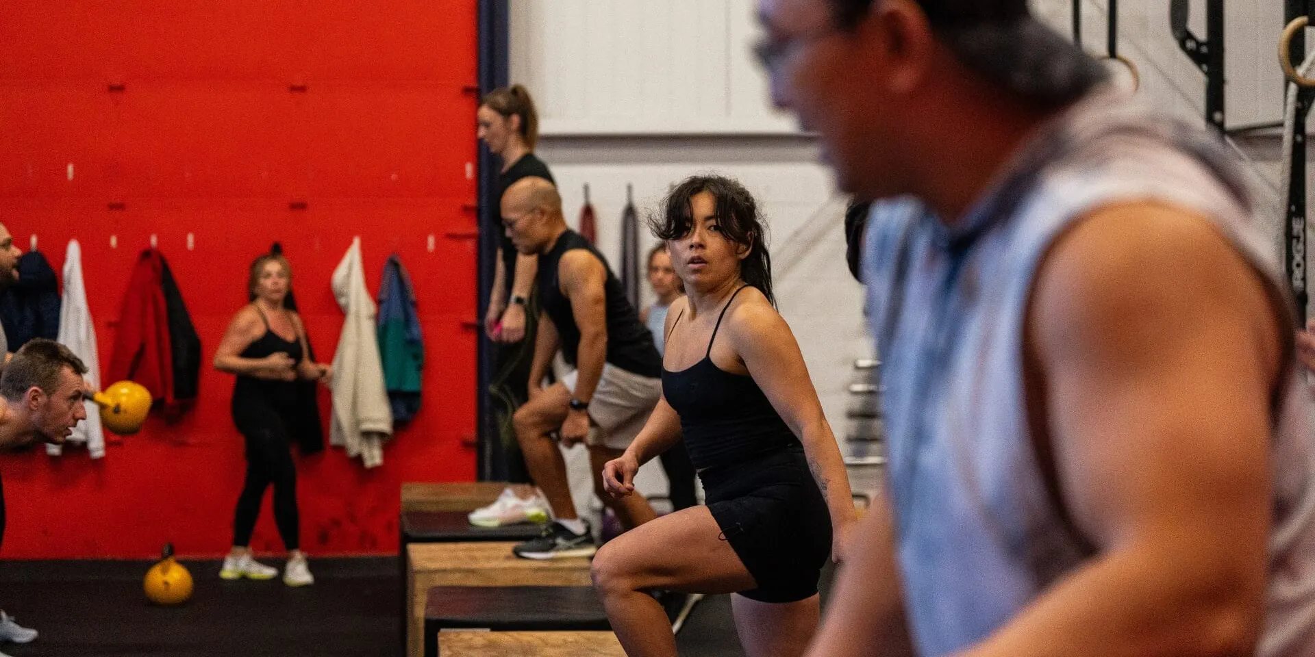 People on a group training